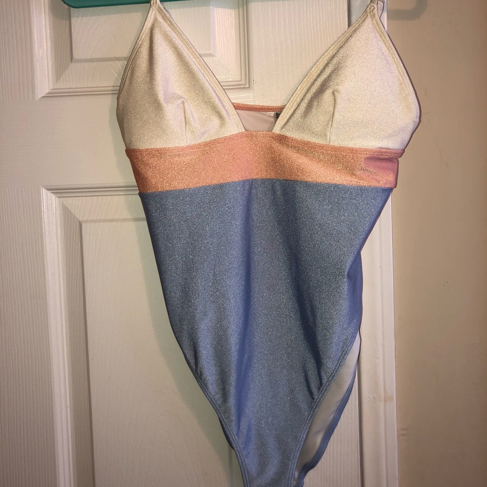 Colorblocked Plunging One-Piece Swimsuit